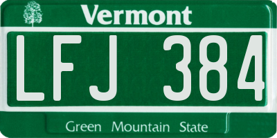 VT license plate LFJ384