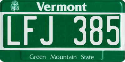 VT license plate LFJ385