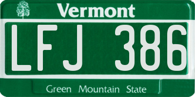VT license plate LFJ386