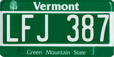 VT license plate LFJ387