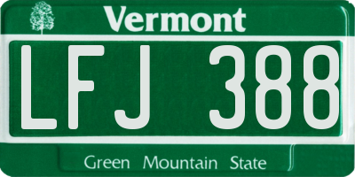VT license plate LFJ388