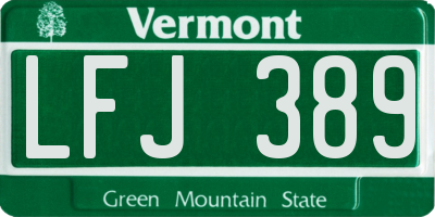 VT license plate LFJ389