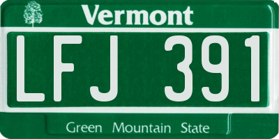 VT license plate LFJ391