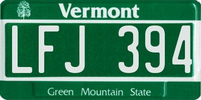 VT license plate LFJ394