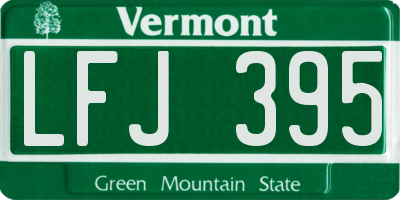 VT license plate LFJ395
