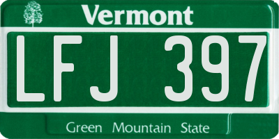 VT license plate LFJ397