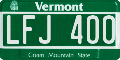 VT license plate LFJ400