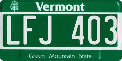 VT license plate LFJ403