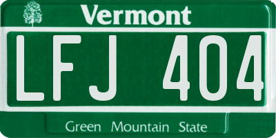 VT license plate LFJ404