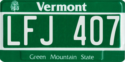 VT license plate LFJ407
