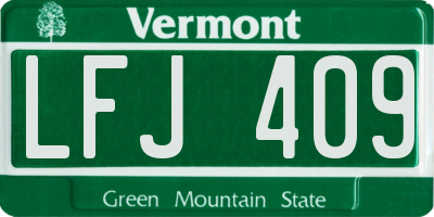 VT license plate LFJ409