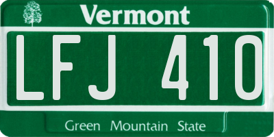 VT license plate LFJ410