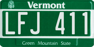VT license plate LFJ411