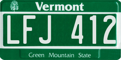 VT license plate LFJ412