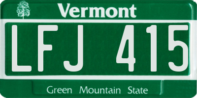VT license plate LFJ415