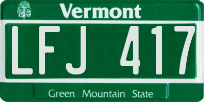 VT license plate LFJ417