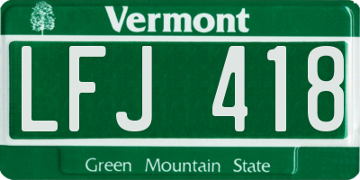 VT license plate LFJ418