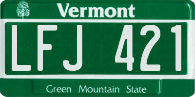 VT license plate LFJ421