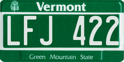 VT license plate LFJ422