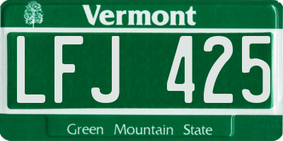 VT license plate LFJ425