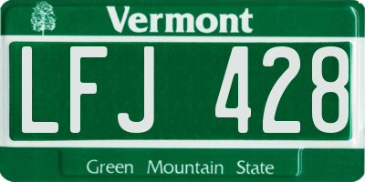 VT license plate LFJ428