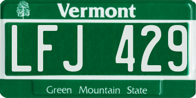 VT license plate LFJ429