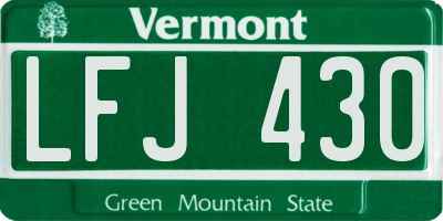 VT license plate LFJ430