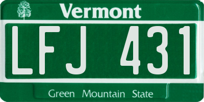 VT license plate LFJ431