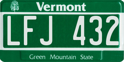 VT license plate LFJ432