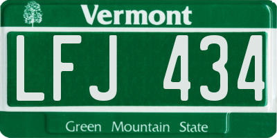 VT license plate LFJ434