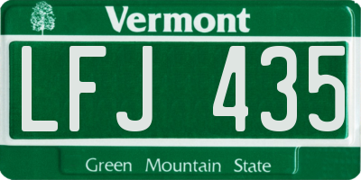 VT license plate LFJ435