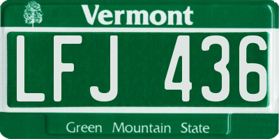VT license plate LFJ436