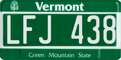 VT license plate LFJ438