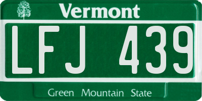 VT license plate LFJ439