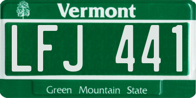 VT license plate LFJ441