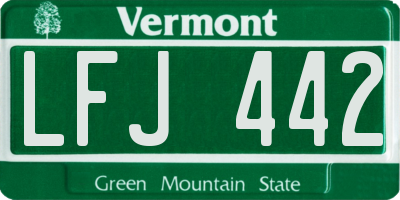 VT license plate LFJ442