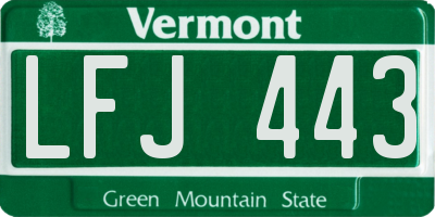 VT license plate LFJ443