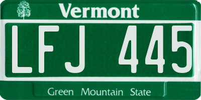 VT license plate LFJ445