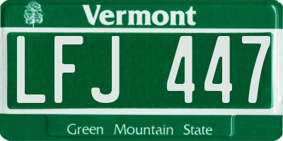 VT license plate LFJ447