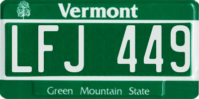 VT license plate LFJ449