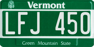 VT license plate LFJ450