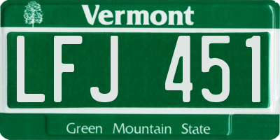VT license plate LFJ451