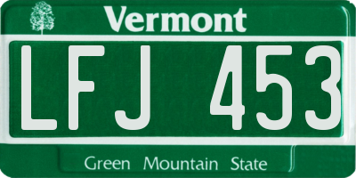 VT license plate LFJ453