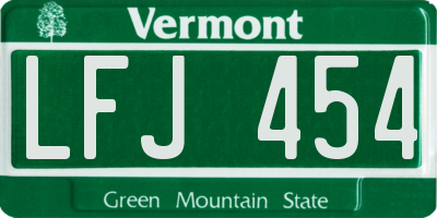 VT license plate LFJ454