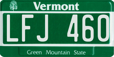 VT license plate LFJ460
