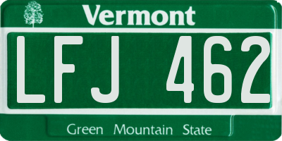 VT license plate LFJ462