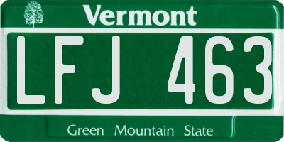 VT license plate LFJ463