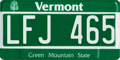 VT license plate LFJ465