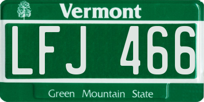 VT license plate LFJ466