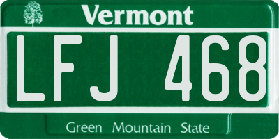 VT license plate LFJ468